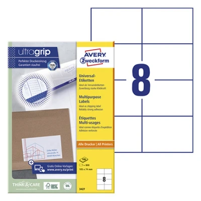 Image de AVERY Zweckform Etiquettes universelles, 105 x 74 mm, blanc, sur 100F A4