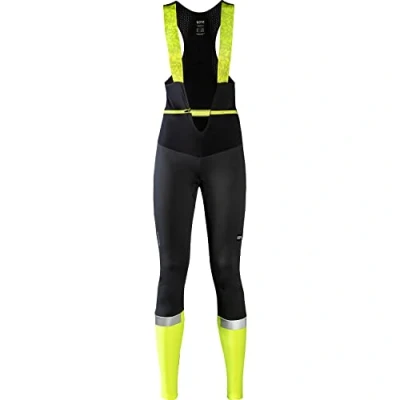 Afbeelding van Lange Fietsbroek Gore Ability Thermo Dames maat Xs Zwart fluogeel