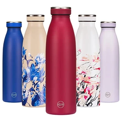 Afbeelding van B2DO for GH isotherme waterfles, 500 ml Bourgogne, herbruikbare metalen dubbelwandige vacuüm drinkfles van roestvrij staal, inox sportdrinkfles, BPA vrije