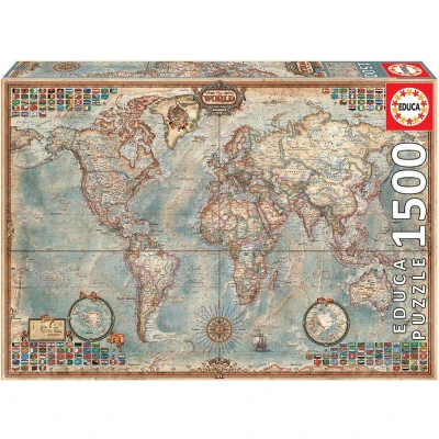 Afbeelding van Puzzel Educa The World, Political map 16005 1500 Onderdelen