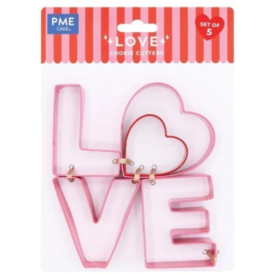 Afbeelding van PME Valentine cookie cutter LOVE set of 5