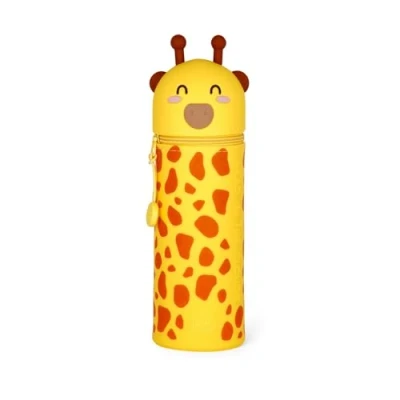 Afbeelding van LEGAMI 2 in 1 etui van zachte siliconen Kawaii, penhouder, ritssluiting, pennenzak, potloden, markers, H 18,5 cm, Giraffe