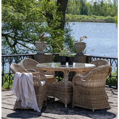 Afbeelding van House Nordic Tuintafel Larisa kubuGlasplaat ø120cm