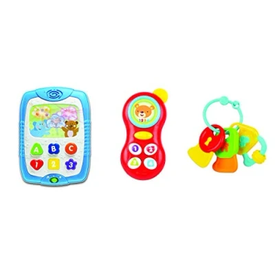 Afbeelding van WINFUN Tech Star babycadeauset met leuke geluiden, melodieën, knipperlicht en 3 getextureerde bijtsleuteltjes