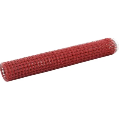 Afbeelding van Kippengaas 25x1 m staal met PVC coating rood