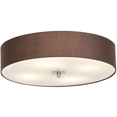 Afbeelding van QAZQA Landelijke plafondlamp bruin 50 cm Drum