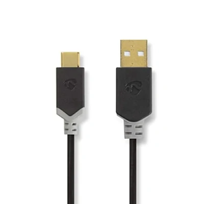 Afbeelding van USB A naar C kabel 1 meter 2.0 (100% koper, Antraciet)