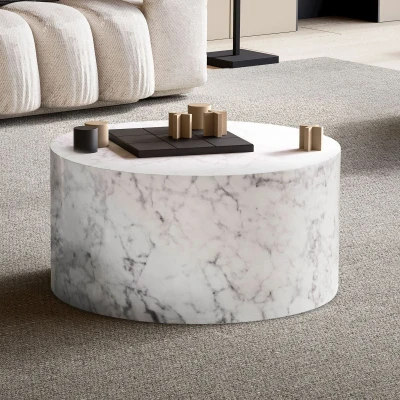 Afbeelding van Sky Style Monobloc HG Wit Salontafel Marmerlook Rond