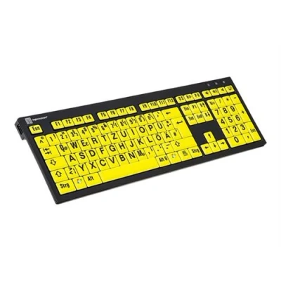 Image de LogicKeyboard XL Print PC Slim Line NERO Clavier USB QWERTZ Allemand noir sur jaune avec LogicLight
