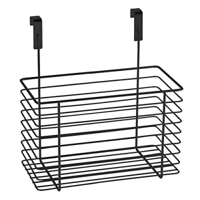 Afbeelding van Wenko Grote multifunctionele hangmand voor laden of kastdeuren, ideaal badkamer en keuken, zonder boren, van gepoedercoat metaal, 24 x 24,5 15 cm, zwart