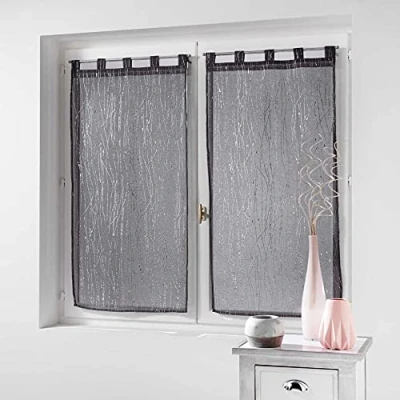 Image de Paire droite passants 2 x 60 160 cm voile sable applique filiane Anthracite
