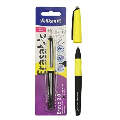 Image de Pelikan Erase 2.0 Stylo effaçable ergonomique Encre noire pour droitier et gaucher l&#039;école Pointe M Indéformable, recharge incluse