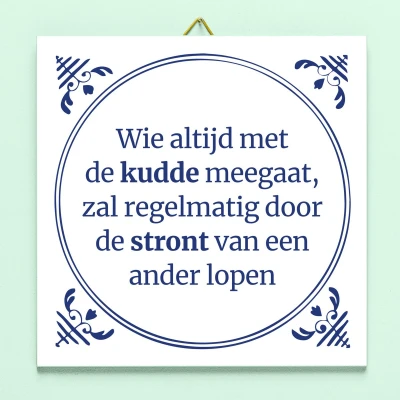 Afbeelding van Tegeltje Wie Met De Kudde Meegaat