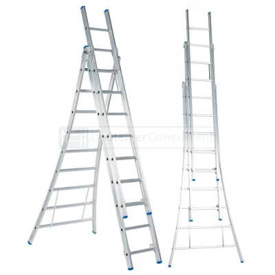 Afbeelding van Solide 3 delige reformladder 3x9 sporten met een gebogen voet