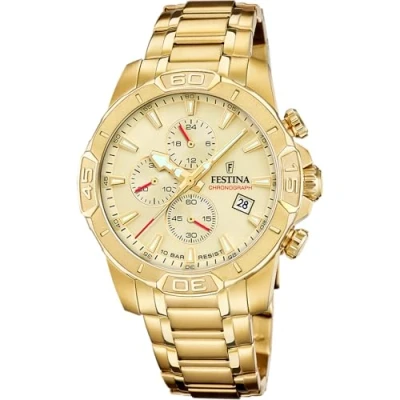 Afbeelding van Festina F20705/2 Heren Horloge Chronograaf Mineraalglas Roestvrijstaal/Leer Quartz Gesp 10 ATM (zwemmen)
