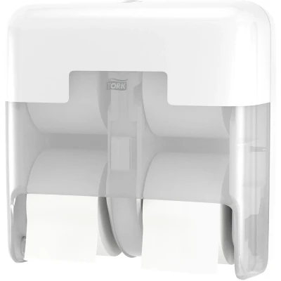Afbeelding van Tork OptiServe Dispenser 4 ruller Toiletpapier uden hylse. Hvid, Huishoudelijk papier, Transparant