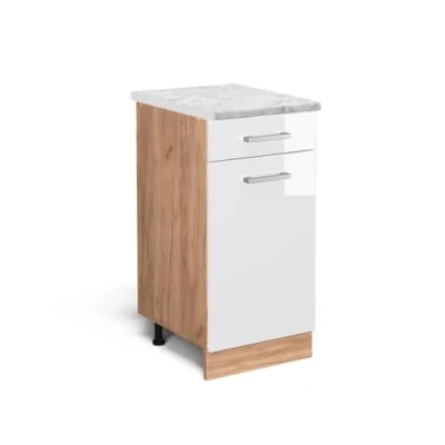 Afbeelding van Vicco Keukenonderkast R Line, Wit Hoogglans/Krachtige eik goud, 40 cm WB Marmer