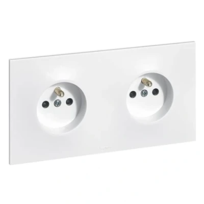 Image de LEGRAND Prise Electrique Double 16A Précâblée avec Terre Neptune 2P+T à Fixation Vis Blanc