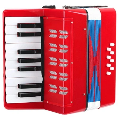 Image de Classic cantabile 00037968 bambino rosso accordéon pour enfant 17 touches, 8 basses, sangle réglable rouge épaules