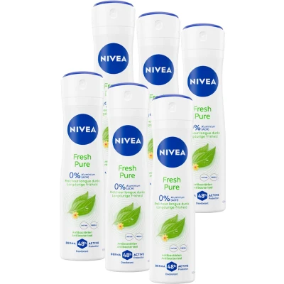 Afbeelding van NIVEA Fresh Pure 0% Aluminium Deodorant Spray Voordeelverpakking 6x150ml