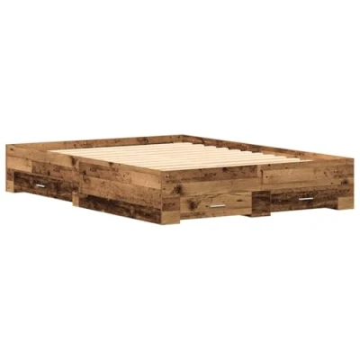Afbeelding van vidaXL Bedframe met lades Oude hout Gelamineerd 140 x 190 cm