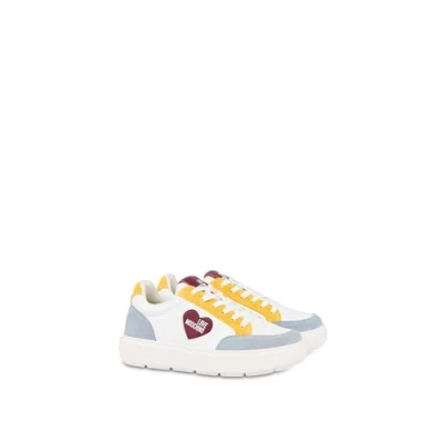 Afbeelding van Love Moschino BOLD Sneakers laag, Dames, Maat: 40, Bianco/sky/giallo/vino Kalfsleer
