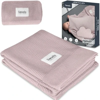 Image de Lionelo Couverture Bébé 100% Bambou Coton 380g/m² HQ 100x75 cm Hypoallergénique Doux, Respirante, Thermorégulatrice Antibactérienne dès Naissance pour Lit Nacelle Poussette Lavable