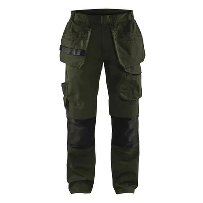 Image de Pantalon services stretch avec poches flottantes vert olive/noir