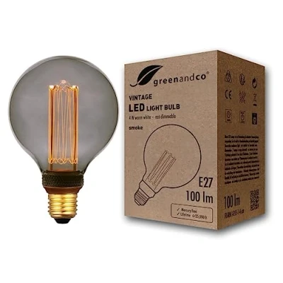 Afbeelding van greenandco® Vintage design ledlamp voor sfeerverlichting E27 G95 Edison 4W 100lm 1800K extra warm wit 320 230V flikkervrij niet dimbaar