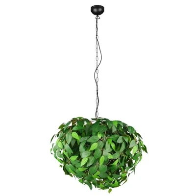Afbeelding van Hanglamp Leavy, zwart/groen, Ø 70 cm, 4 lamps, E14