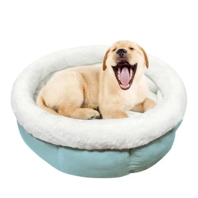Afbeelding van ODIWEN Hondenbed, donut voor honden en katten, kattenmand, pluche bed honden, wasbaar, rond kussen, kat, hond, 50 x 20 cm (lichtblauw)