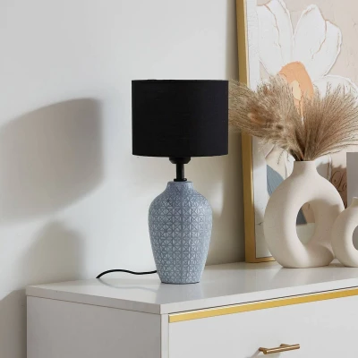 Afbeelding van Lindby Tafellamp 1licht Keramiek, stof H: 40 cm E27 grijs, zwart