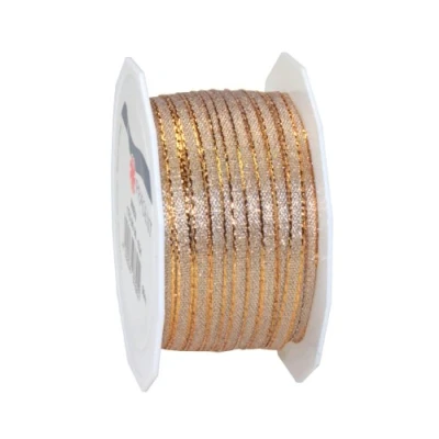 Afbeelding van PRÄSENT C.E. Pattberg cadeaulint Wenen Gold 50 m om te verpakken, 5 mm breed, decoratie en knutselaccessoires, decoratief lint voor geschenken
