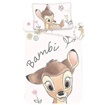 Image de Bambi Parure de lit Bébé 100% Coton Housse Couette 100x135 cm + Taie d&#039;Oreiller 40x60