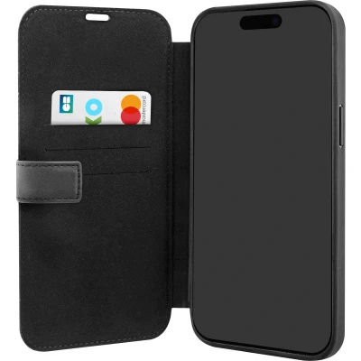 Afbeelding van iPhone 14 Pro Max Bookcase hoesje BMW Effen Zwart Leer