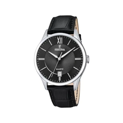 Afbeelding van FESTINA Herenhorloge analoog kwarts met lederen band F20426/3, zwart, klassiek, zwart., Klassiek