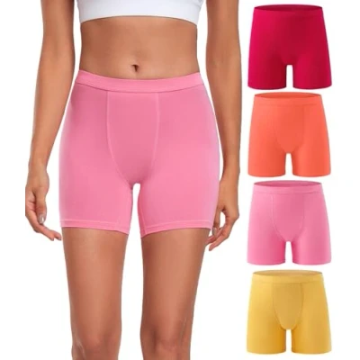Afbeelding van wirarpa Damesboxershorts van superzacht modal onder een rok, fuchsia/roze/oranje/geel