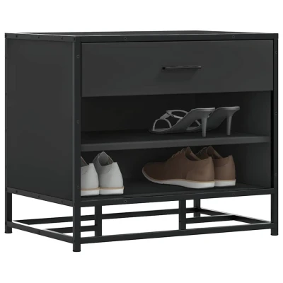 Afbeelding van vidaXL Schoenenbank 60x40x53,5 cm bewerkt hout en metaal zwart