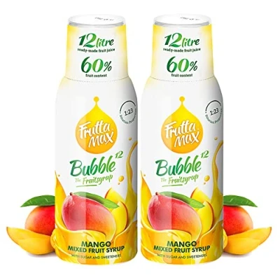 Image de 2 x FruttaMax Concentré de sirop fruits Moins sucre avec 60% convient pour machine à soda (2 500 ml) Mangue)