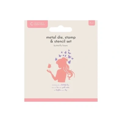 Afbeelding van CC Snijmal/Clearstamp/Stencil Set Silhoutte Butterfly Kisses