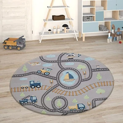 Afbeelding van Paco Home Kindervloerkleed Kinderkamer Babykleed Stratenvloerkleed Speelvloerkleed 150 cm Rund