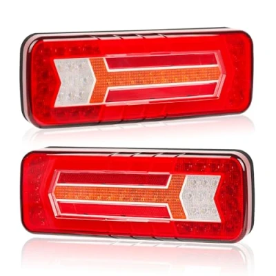 Afbeelding van AOHEWEI 2 stuks achterlichten voor aanhangers, 12 V/24 V, super helder, waterdicht, knipperlichten, remlicht, mistlampen vrachtwagens, zware gewichten, caravans, bestelwagens, tractoren