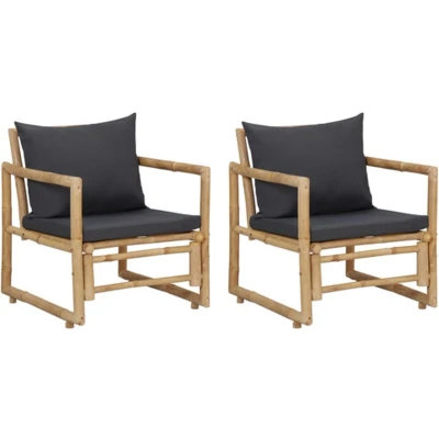 Afbeelding van Tuinstoelen met kussens 2 st bamboe