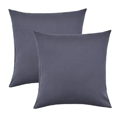 Image de NatureMark Lot de 2 taies d&#039;oreiller en jersey, nombreuses tailles et couleurs, pour oreiller cervical, 40 x cm, Gris anthracite