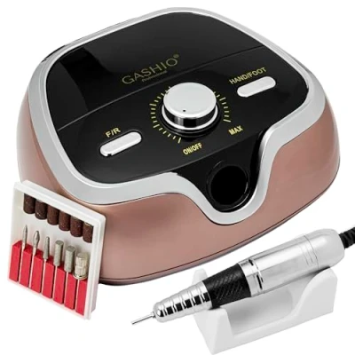 Afbeelding van GASHIO® Professionele elektrische nagelfrees voor gelnagels, 65 W, 35.000 omw/min, met een set uitsteekvormen en pedaal manicure pedicure, complete