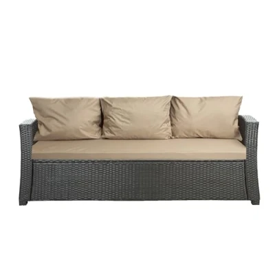 Afbeelding van Setgarden® Buitenkussen voor tuinbank, polyrotan kussen Hollywood schommelbank, beige, 150 x 60 50 cm