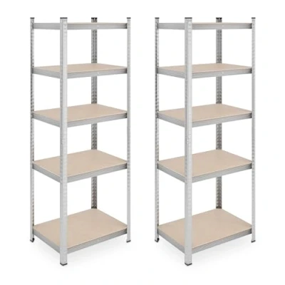 Afbeelding van Relaxdays Set van 2 zware rekken 500 kg stalen rek opbergrek kelderrek garage steekrek 180 x 60 45 cm zilver
