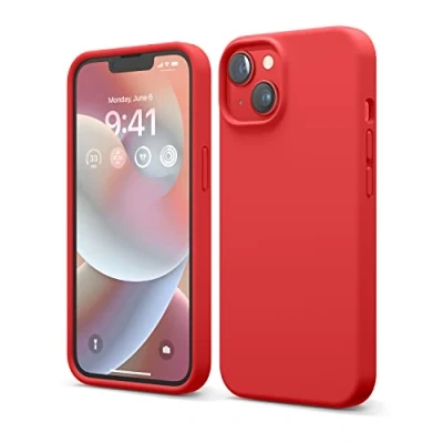 Afbeelding van elago siliconen hoesje compatibel met iPhone 14 Pro (6,1 inch), beschermhoes, volledige bescherming, schokbestendig, 3 structuren, zachte microvezel, voorkomt krassen