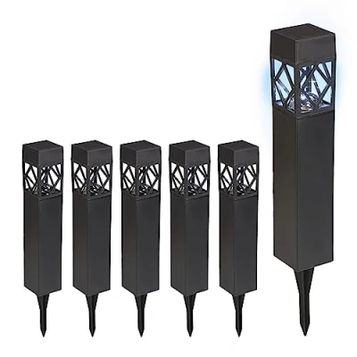 Afbeelding van Relaxdays solar tuinlamp set led tuinverlichting solarlamp met sensor buitenlamp Pak van 6