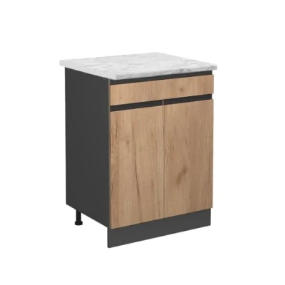 Afbeelding van Vicco Keukenonderkast R Line, Krachtige eik goud/Antraciet, 60 cm AP Marmer
